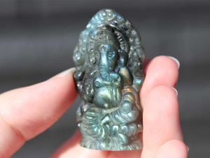 第六感 グレーと青光 ラブラドライト ガネーシャ 021｜風蓮の宝石箱