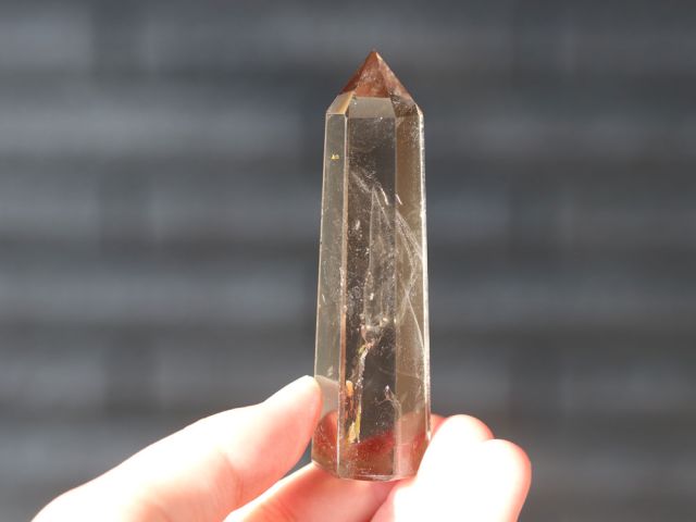 挑戦 茶色 スモーキークォーツ ポイント ポリッシュ 027｜風蓮の宝石箱