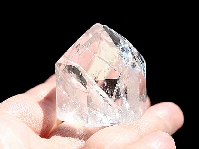 レインボー水晶 透明 ポリッシュ 人工クラック ポイント 001